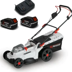 X-PERFORMER - Tondeuse à gazon portative sur batterie - 40v max - hauteur de coupe 6 positions avec 2 batteries 4ah et double chageur