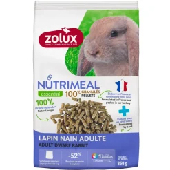 ZOLUX - Granulés pour lapin nain adulte (6 mois et plus) sachet de 850 g