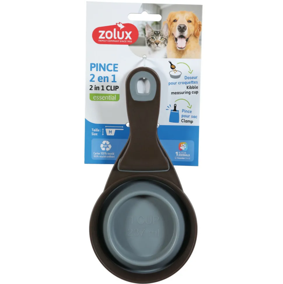 ZOLUX - Pince 2 en 1 doseur silicone m 237 ml gris pour chat et chien