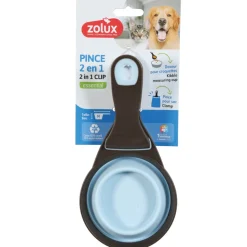 ZOLUX - Pince 2 en 1 doseur silicone m 237 ml bleu pour chat et chien
